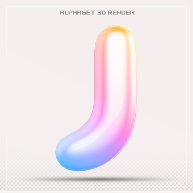 Gradiente de fuente de la letra burbuja J Renderizado en 3D del alfabeto