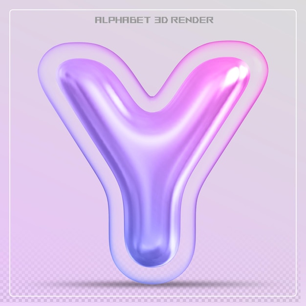 Gradiente de fuente de la letra burbuja Y Renderizado en 3d del alfabeto