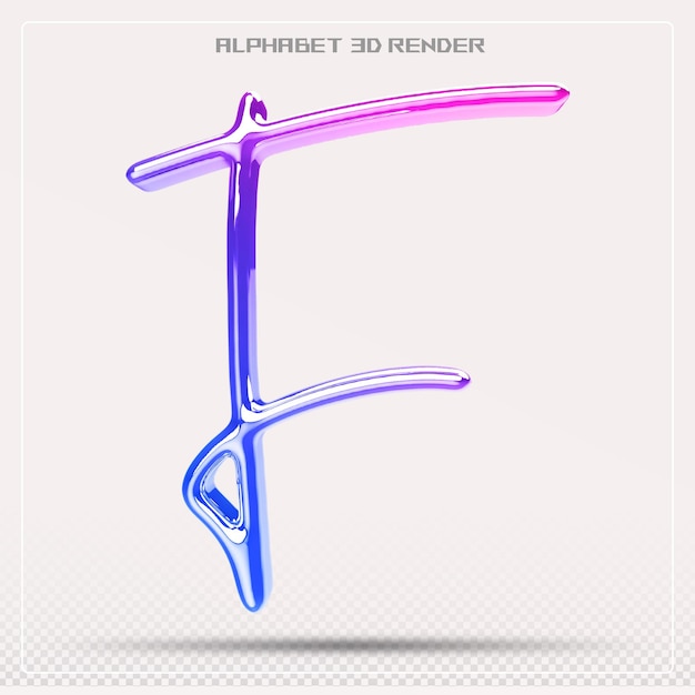 Gradiente de fuente de la letra F Renderización 3D del alfabeto