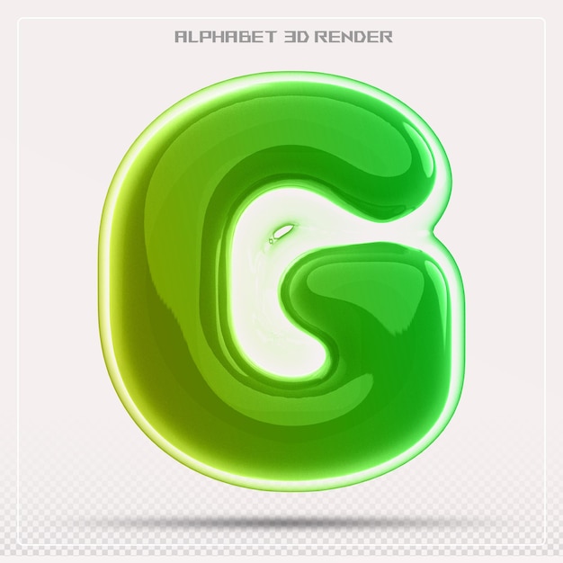 Gradiente de fuente de la letra G de la burbuja Renderización 3D del alfabeto