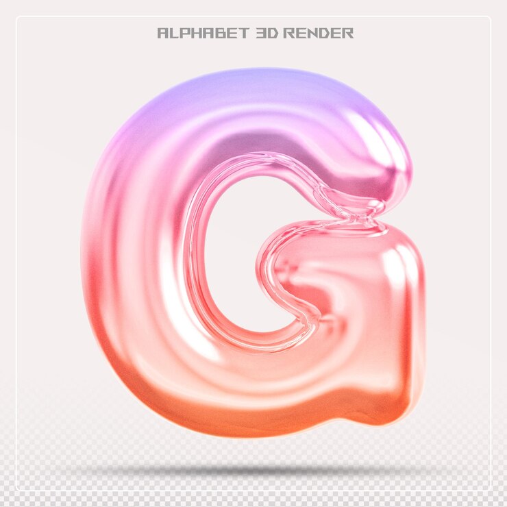PSD gradiente de fuente de la letra g de la burbuja renderización 3d del alfabeto