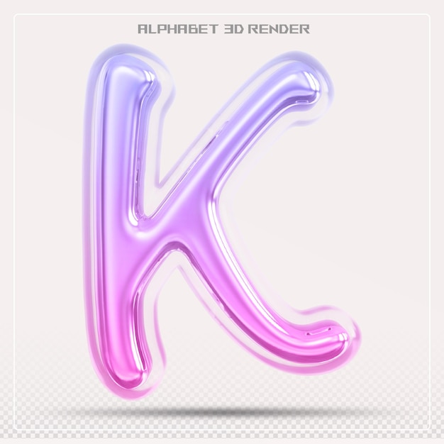 Gradiente de fuente de la letra K de la burbuja Renderizado en 3d del alfabeto