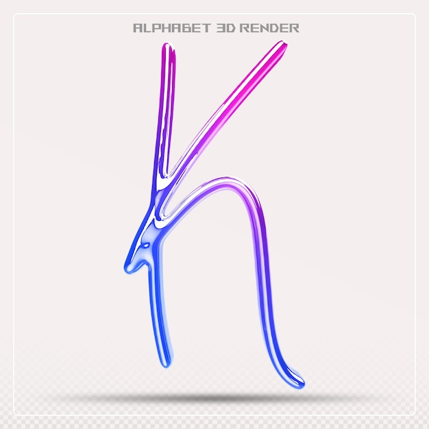 Gradiente de fuente de la letra K Renderización 3D del alfabeto
