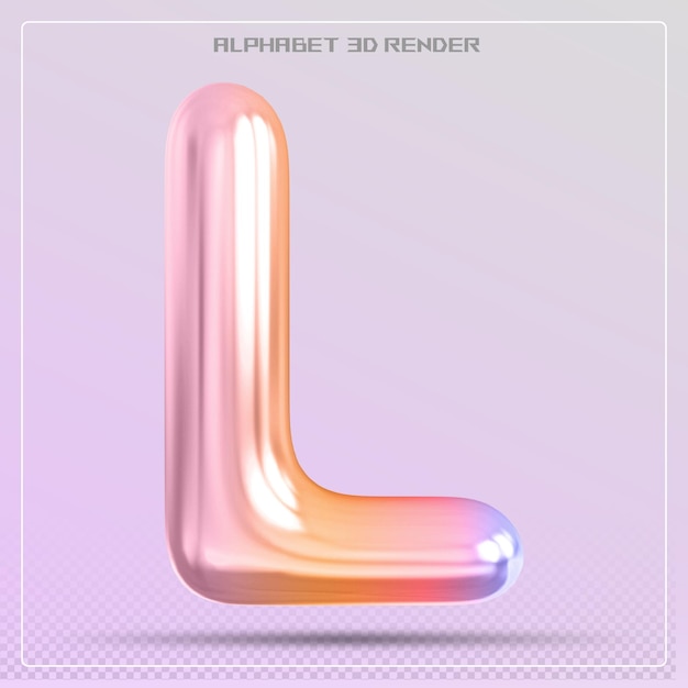 Gradiente de fuente de la letra L de la burbuja Renderización 3D del alfabeto