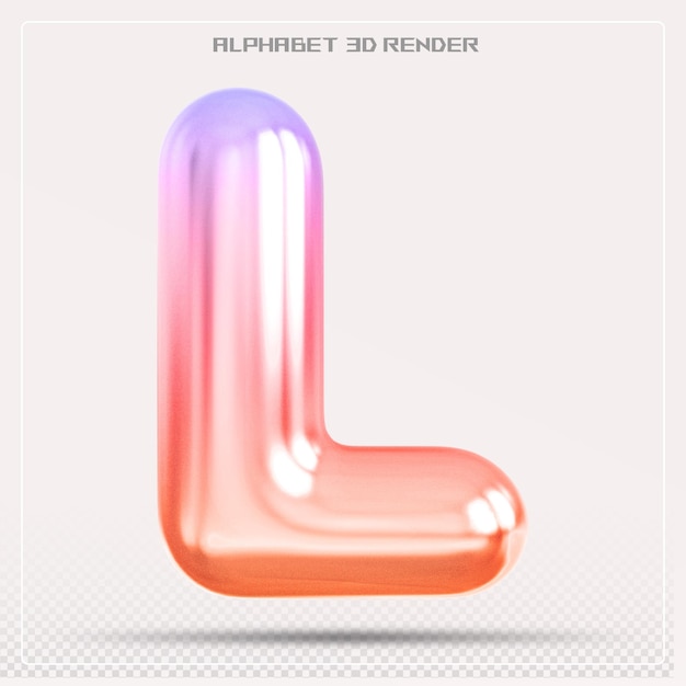Gradiente de fuente de la letra L de la burbuja Renderización 3D del alfabeto