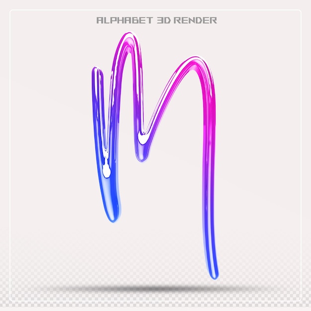 Gradiente de fuente de la letra M Renderización 3D del alfabeto