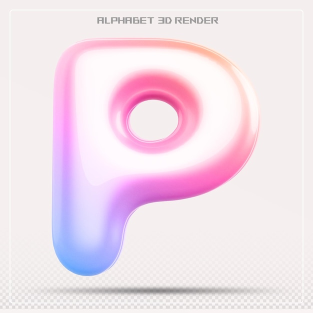Gradiente de fuente de la letra P de la burbuja Renderizado en 3D del alfabeto