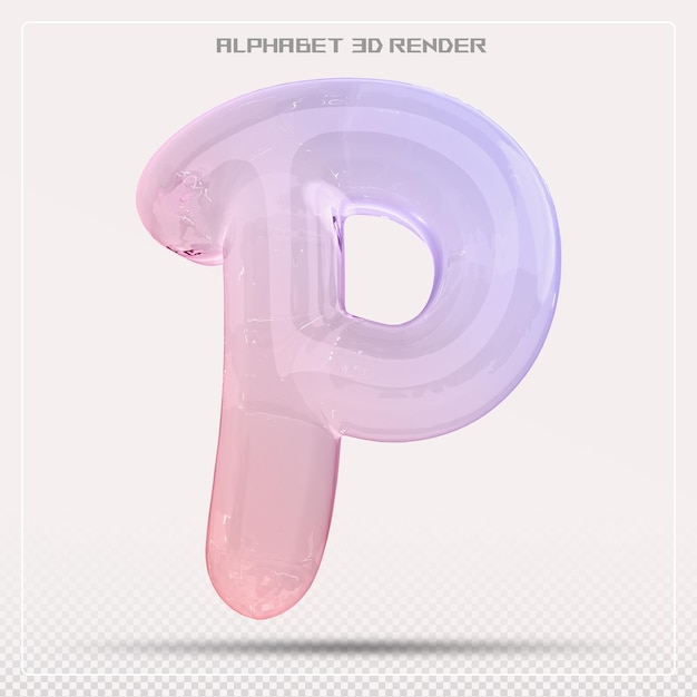 Gradiente de fuente de la letra P de la burbuja Renderizado en 3D del alfabeto
