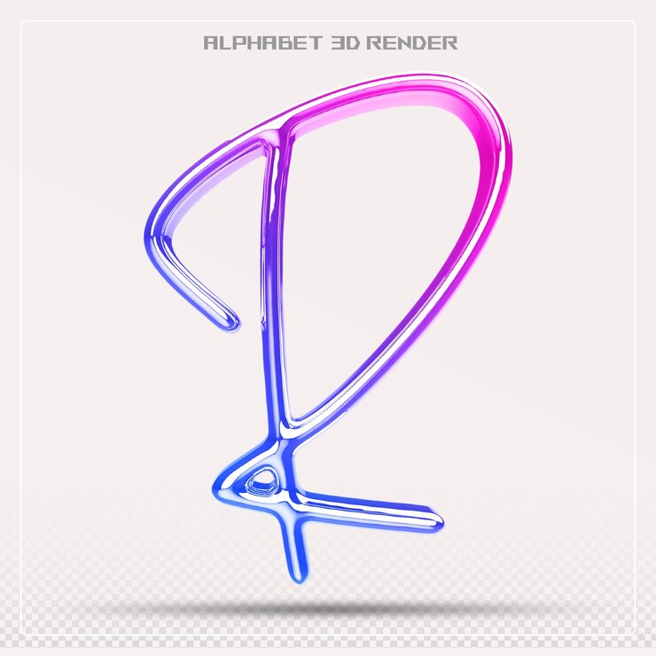 PSD gradiente de fuente de la letra r renderización 3d del alfabeto