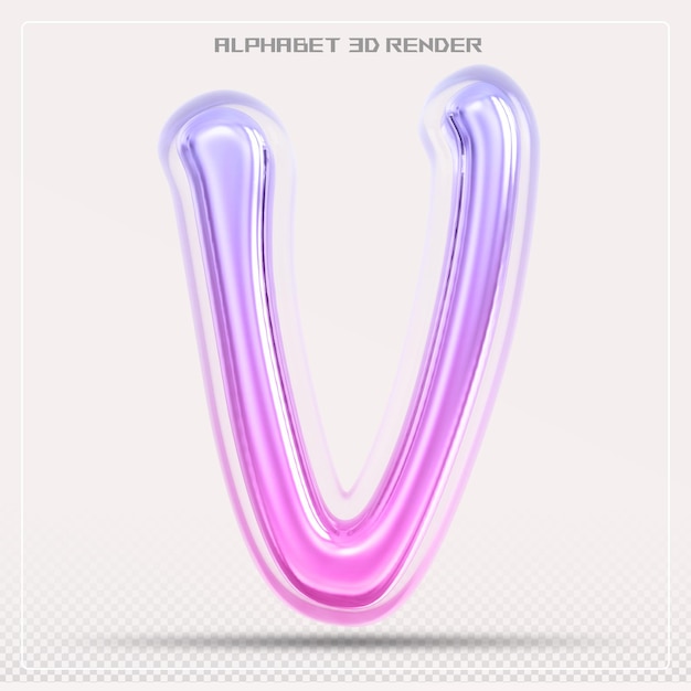 Gradiente de fuente de la letra V de la burbuja Renderización 3D del alfabeto