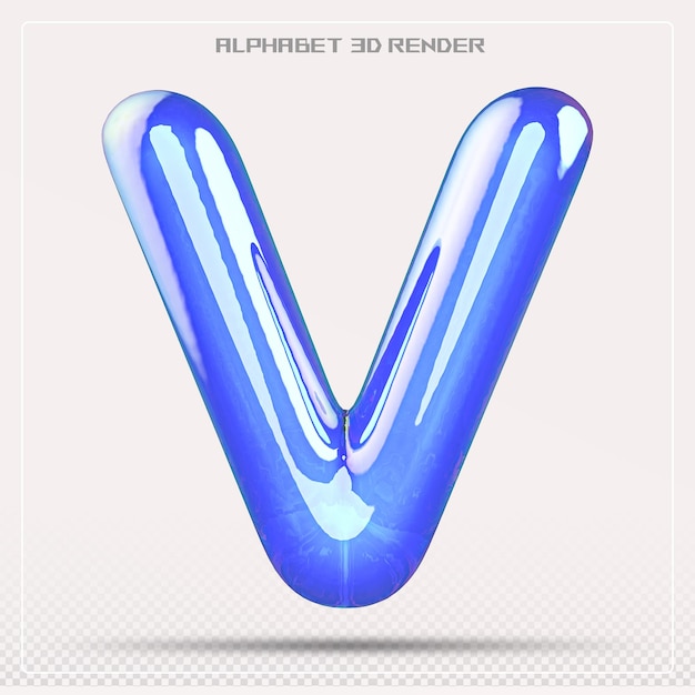 Gradiente de fuente de la letra V de la burbuja Renderización 3D del alfabeto
