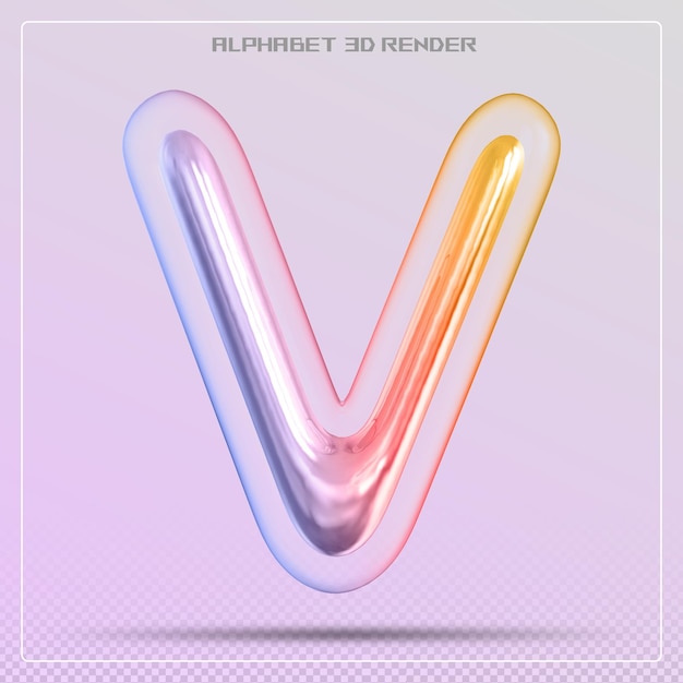 Gradiente de fuente de la letra V de la burbuja Renderización 3D del alfabeto