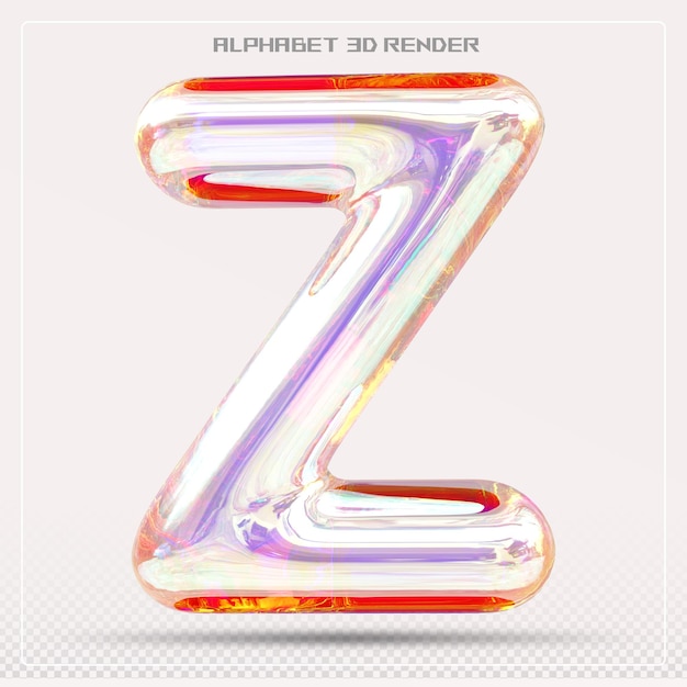 Gradiente de fuente de la letra Z de la burbuja Renderizado en 3d del alfabeto