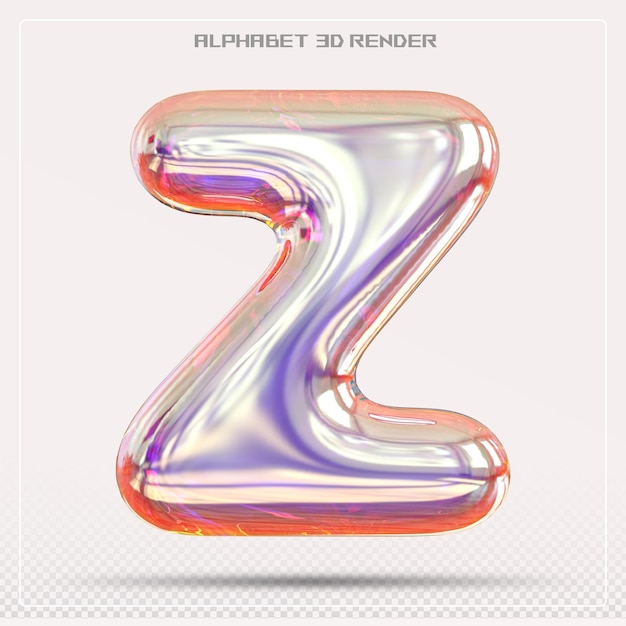 Gradiente de fuente de la letra Z de la burbuja Renderizado en 3d del alfabeto