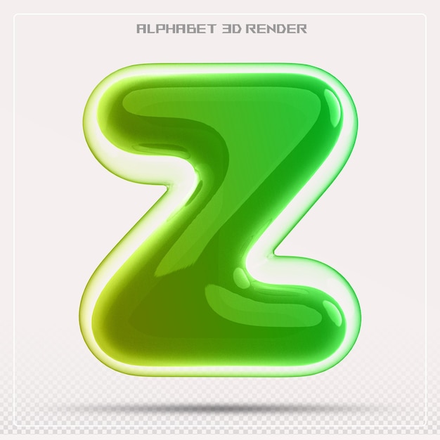 Gradiente de fuente de la letra Z de la burbuja Renderizado en 3d del alfabeto