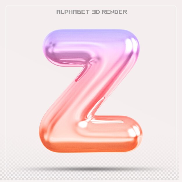Gradiente de fuente de la letra Z de la burbuja Renderizado en 3d del alfabeto