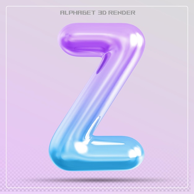 Gradiente de fuente de la letra Z de la burbuja Renderizado en 3d del alfabeto
