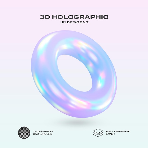 Gradiente holográfico de anillo 3D Iridescente trasfondo aislado transparente PNG