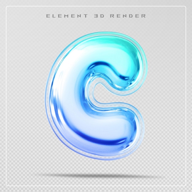 Gradiente letra c fuente burbuja renderizado en 3D