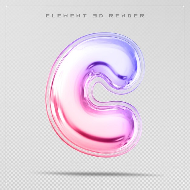 Gradiente letra c fuente burbuja renderizado en 3D