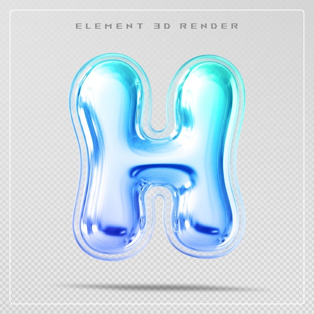 Gradiente letra h fuente burbuja renderizado en 3D