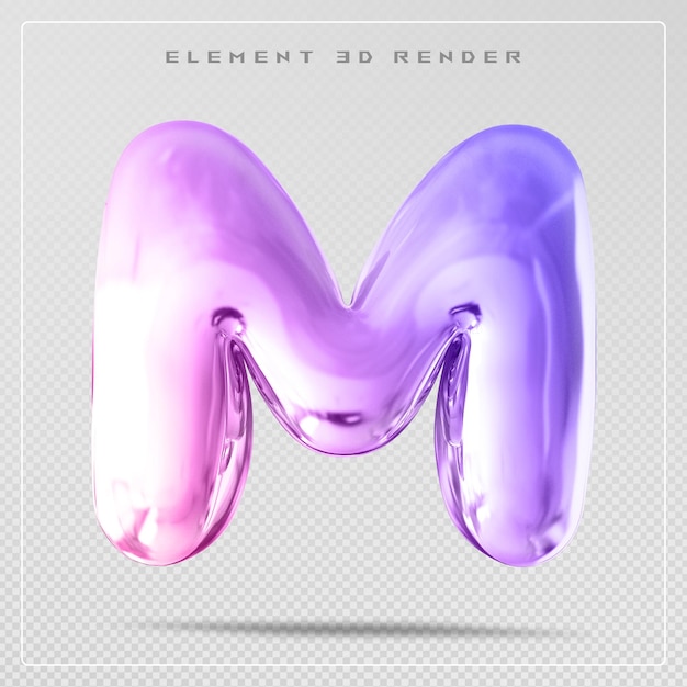 Gradiente letra M fuente burbuja renderizado en 3D