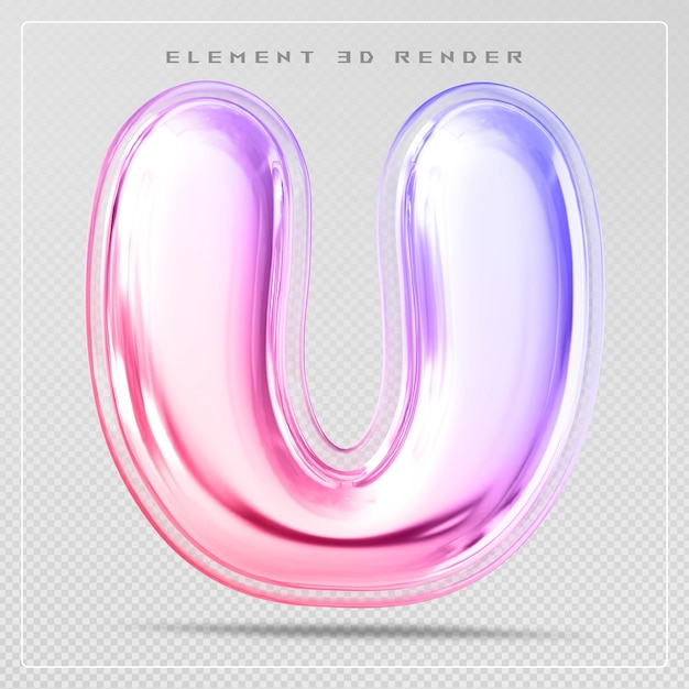 Gradiente letra u fuente burbuja renderizado en 3D