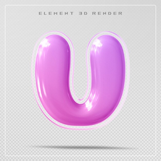 Gradiente letra u fuente burbuja renderizado en 3D