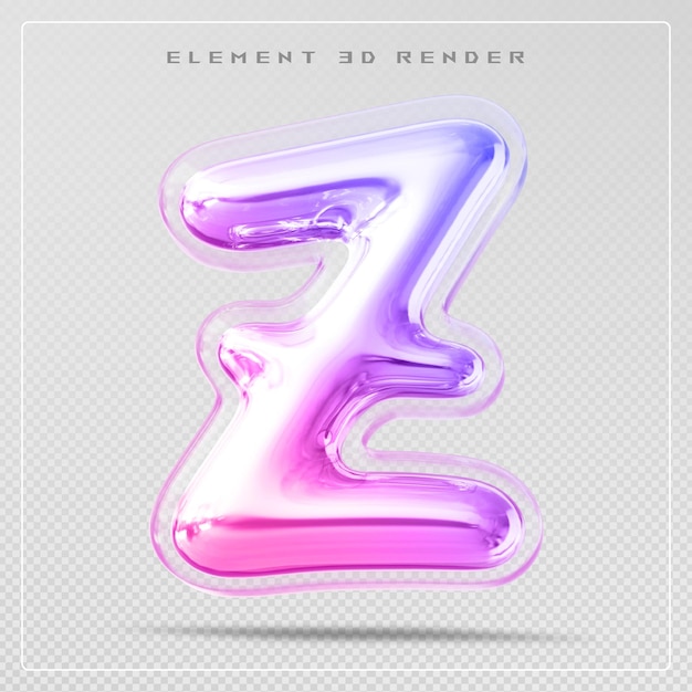 Gradiente de la letra zfont burbuja 3d renderizado