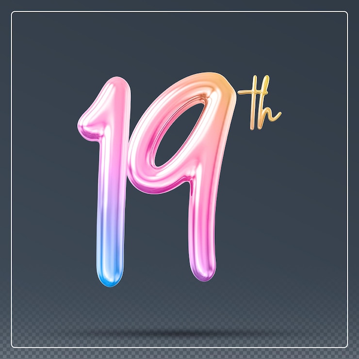 PSD gradiente de número del 19o aniversario