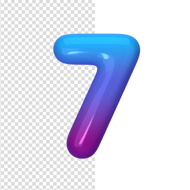Gradiente numero 7 dal blu al viola Numero sotto forma di palloncini 3d
