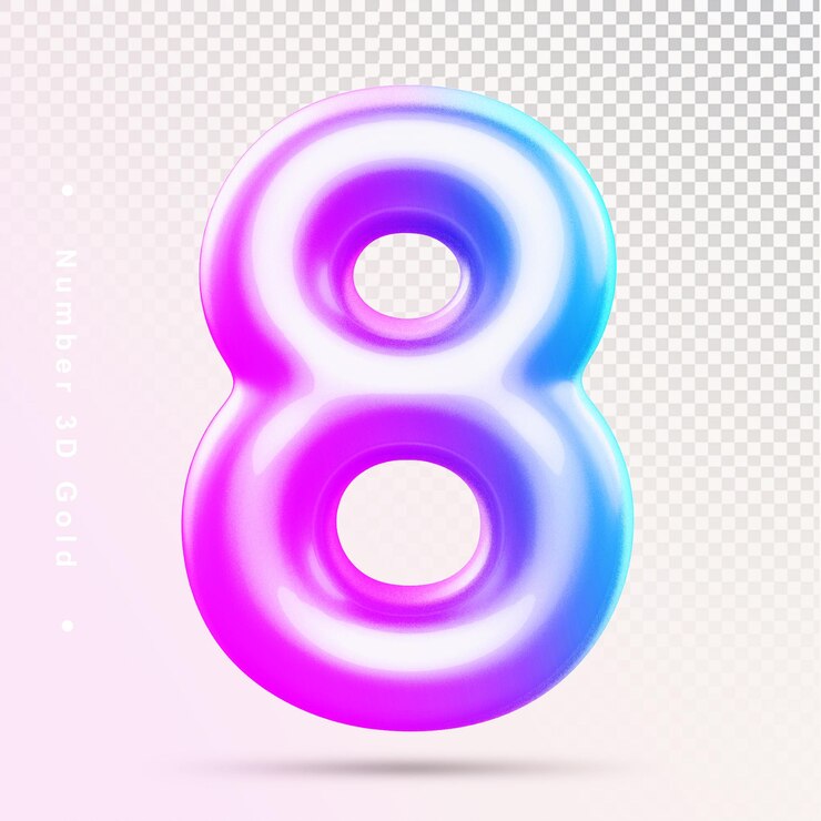 PSD gradiente número 8 lujo 3d