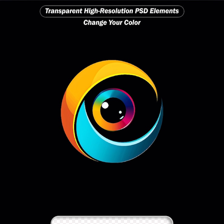 PSD gradiente de ojo del logotipo y modelo de elemento de diseño de estilo lineal visión creativa de color de transición simple