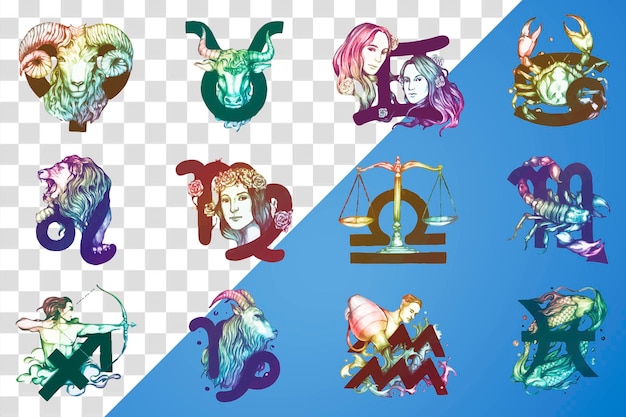 Gradiente PNG adesivo astrologico simbolo dell'oroscopo