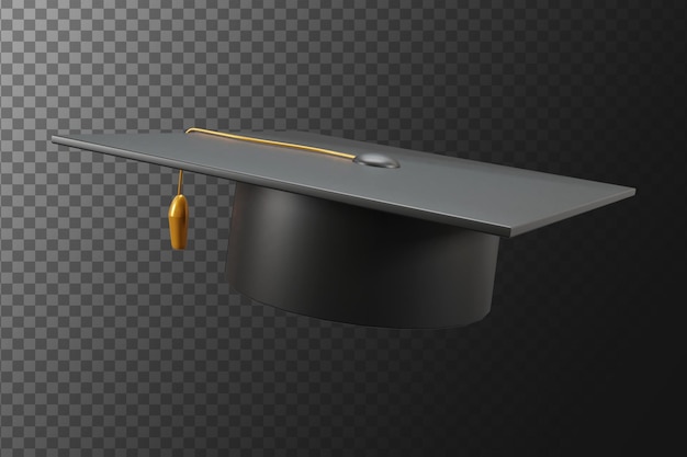 PSD graduación sombrero 3d renderizado icono toga cap 3d icono