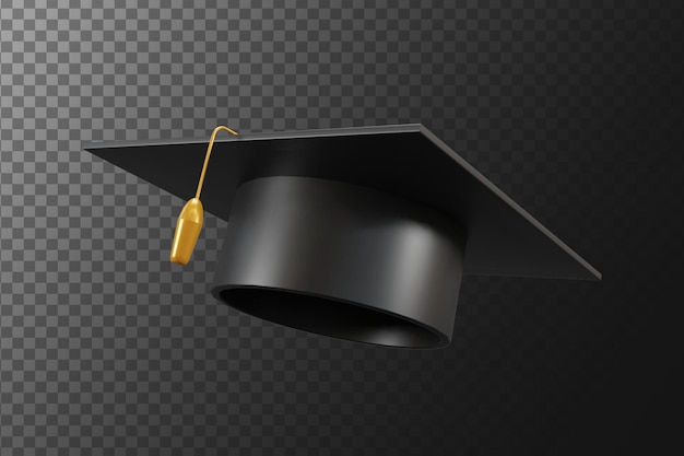 PSD graduación sombrero 3d renderizado icono toga cap 3d icono