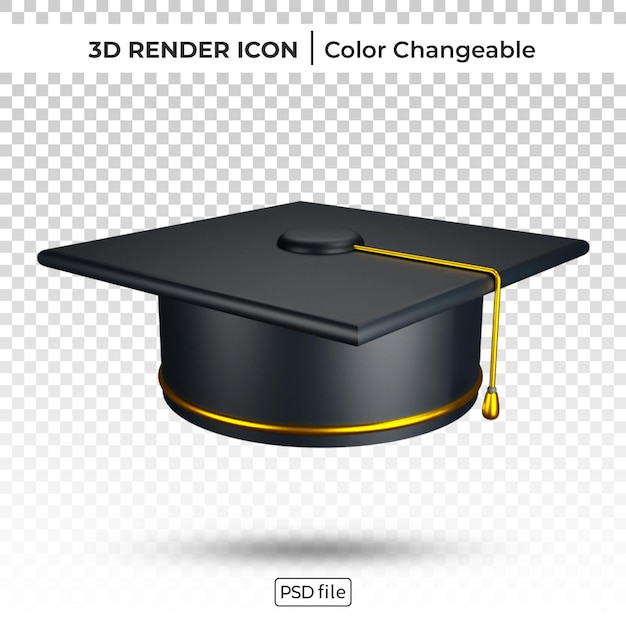 Graduación toga sombrero 3d render color cambiable icono