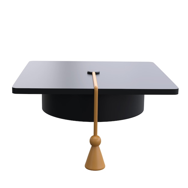 Graduación universidad o universidad gorra negra 3d ilustración realista aislado transparente png