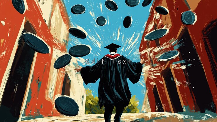 PSD graduado celebrando con gorras voladoras