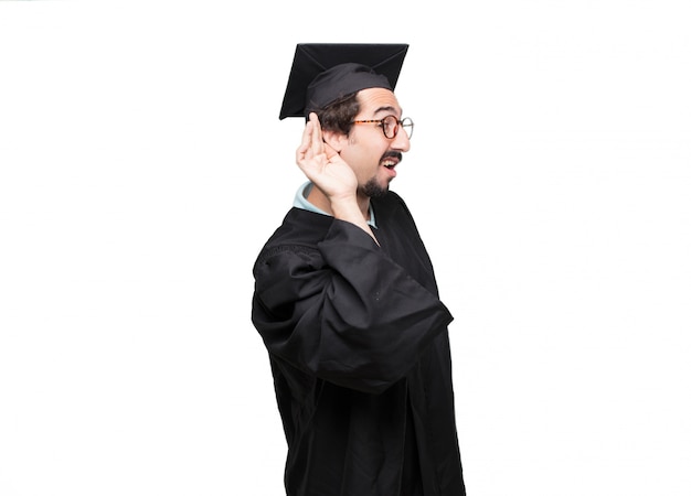 PSD graduado homem barbudo vista traseira, ambas as mãos nos quadris com a pose akimbo