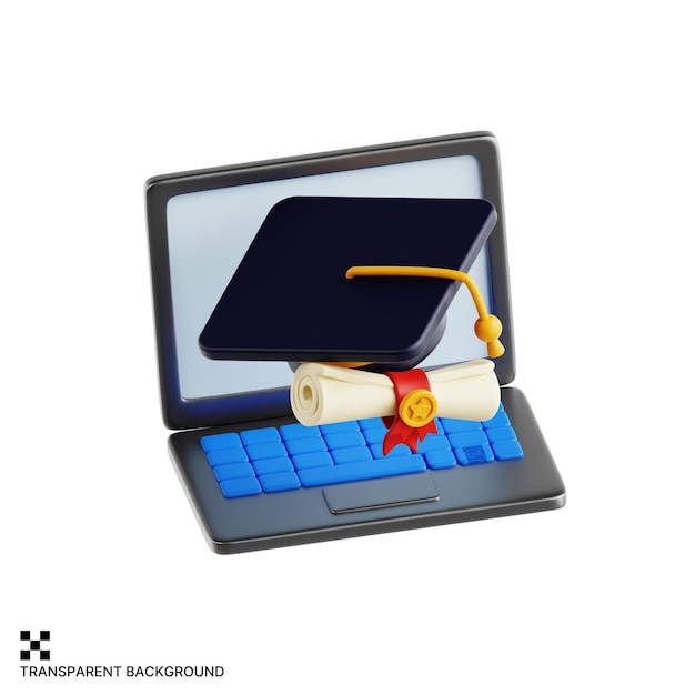 Graduarse en línea con portátil y diploma