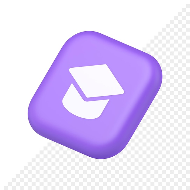 graduation cap academic education e learning button wisdom knowledge symbol application website icon 3d rendering