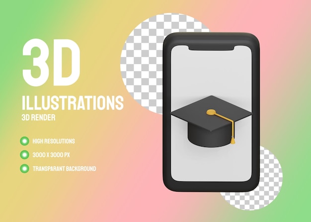 Graduation en ligne Illustration 3D