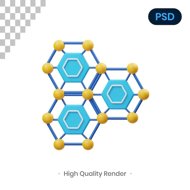 Grafeno 3d render ilustração psd premium