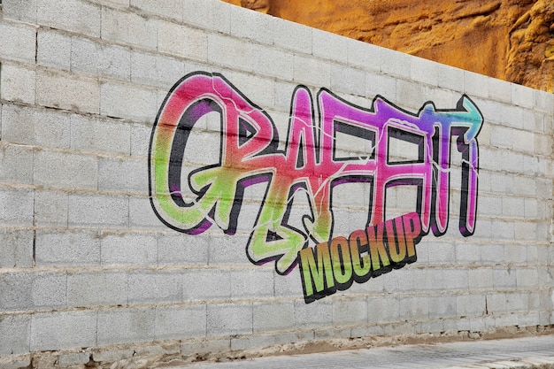 PSD graffiti-kunst der backsteinmauer im freien