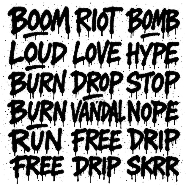 Graffiti Words Boom Riot Bomb and More
