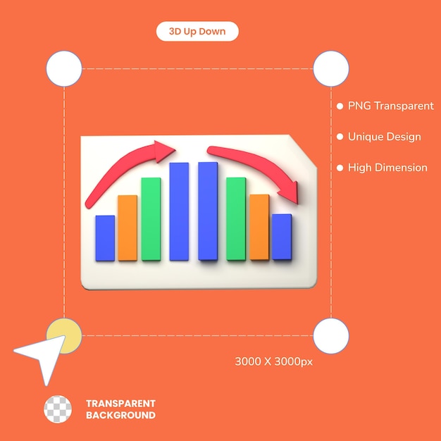 PSD grafica arriba abajo 3d ilustración de negocios