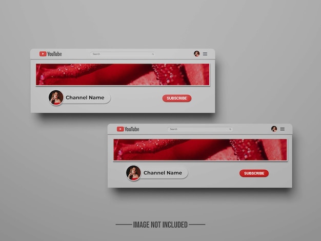 Grafica del canale con mockup di banner di YouTube