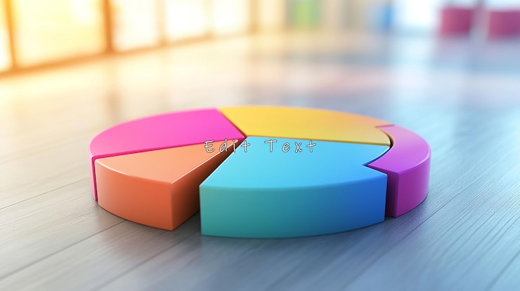 PSD un gráfico 3d colorido en el suelo de madera