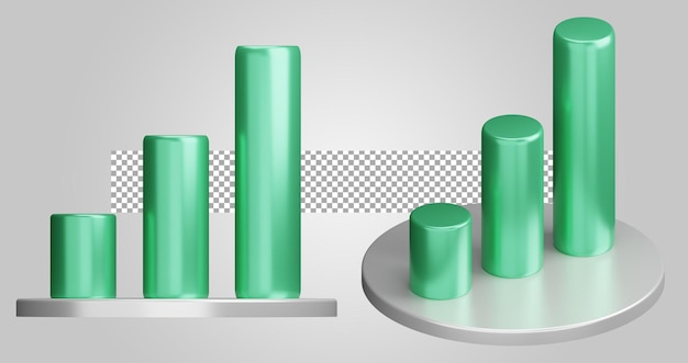 Gráfico 3D de desempenho de negócios isolado em fundo transparente